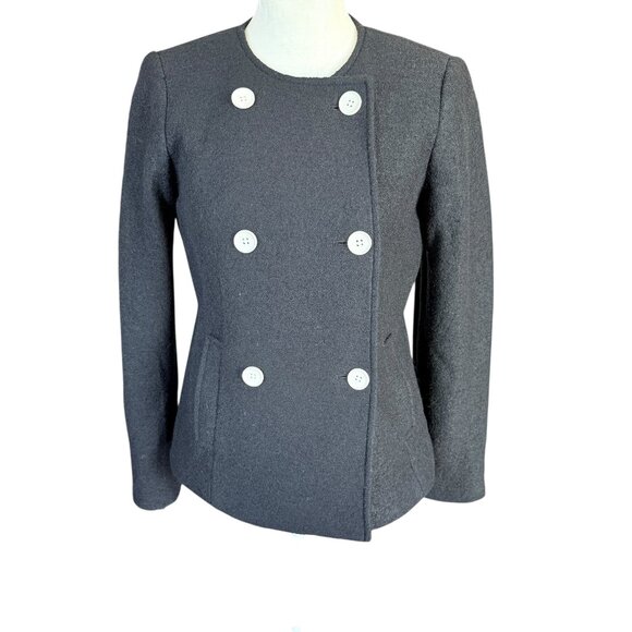 Talbots black double breasted fully lined wool jacket coat women's size 0P - Picture 1 of 8